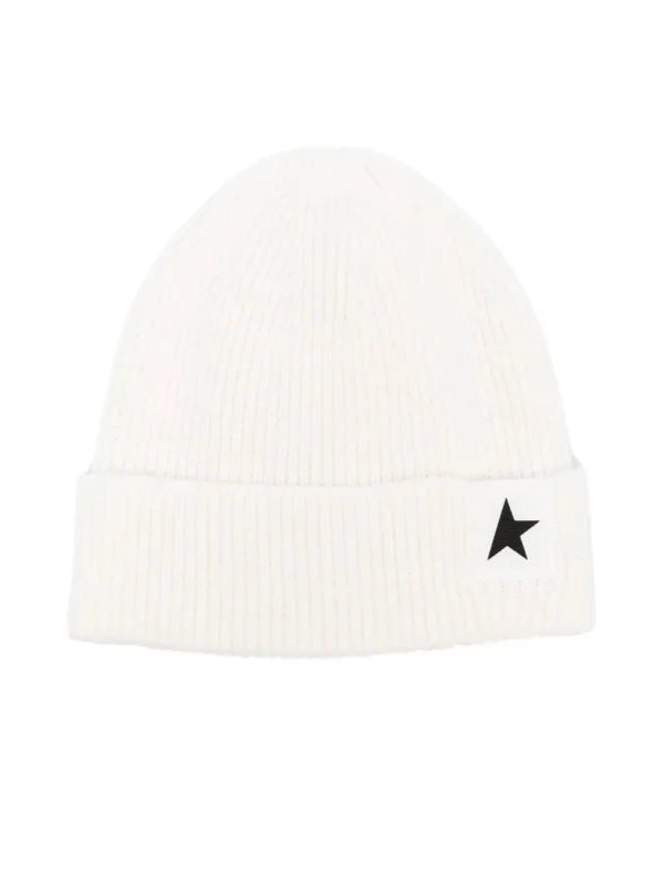 White Cotton Beanie with Star