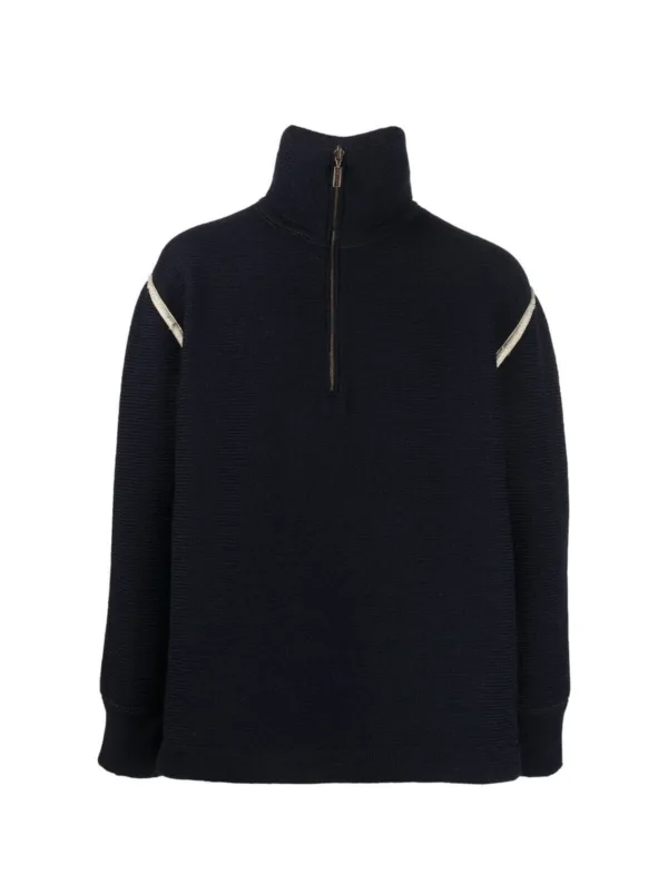 Blue Zip Wool Sweater